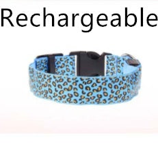Safety LED Pet Collar with Leopard Design