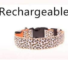 Safety LED Pet Collar with Leopard Design