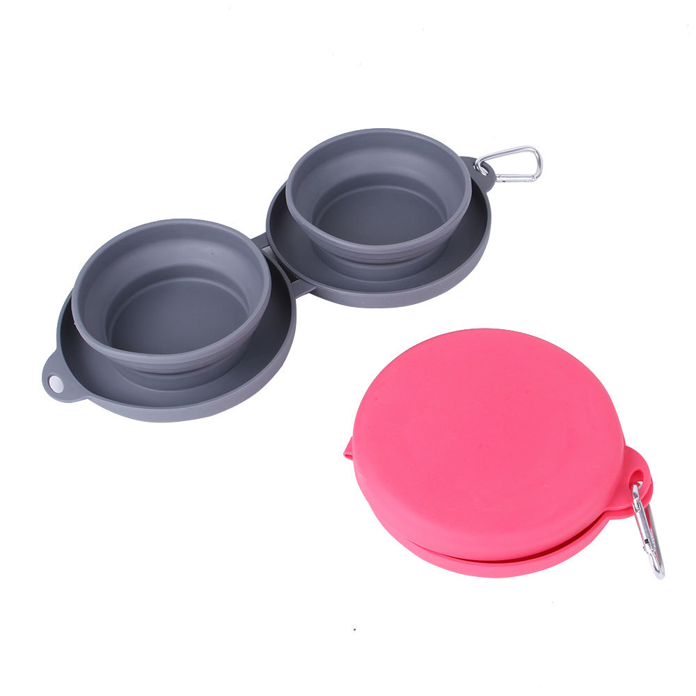 Collapsible Rubber Double Pet Feeding Bowls