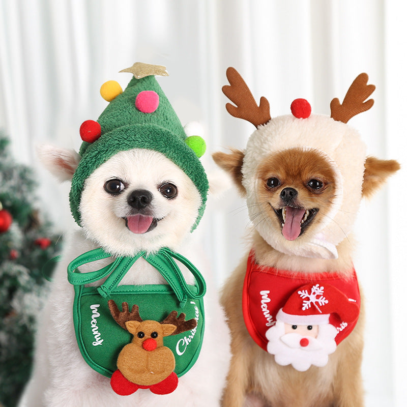 Dog/ Cat Hat Saliva Towel Bib for Christmas