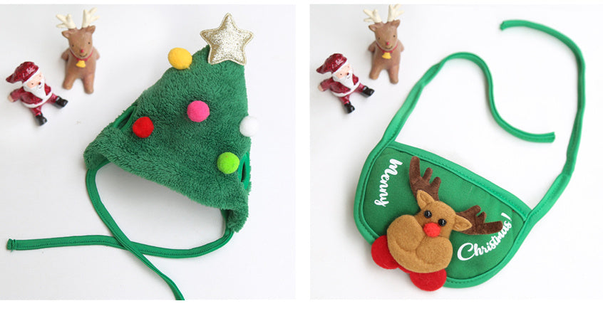 Dog/ Cat Hat Saliva Towel Bib for Christmas