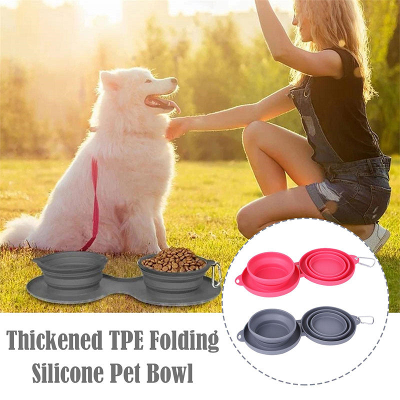 Collapsible Rubber Double Pet Feeding Bowls
